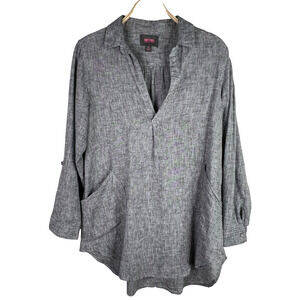 Forcynthia Beachwear Gray Tunic Cover Up‎ Size M Linen Cotton Blend Pockets